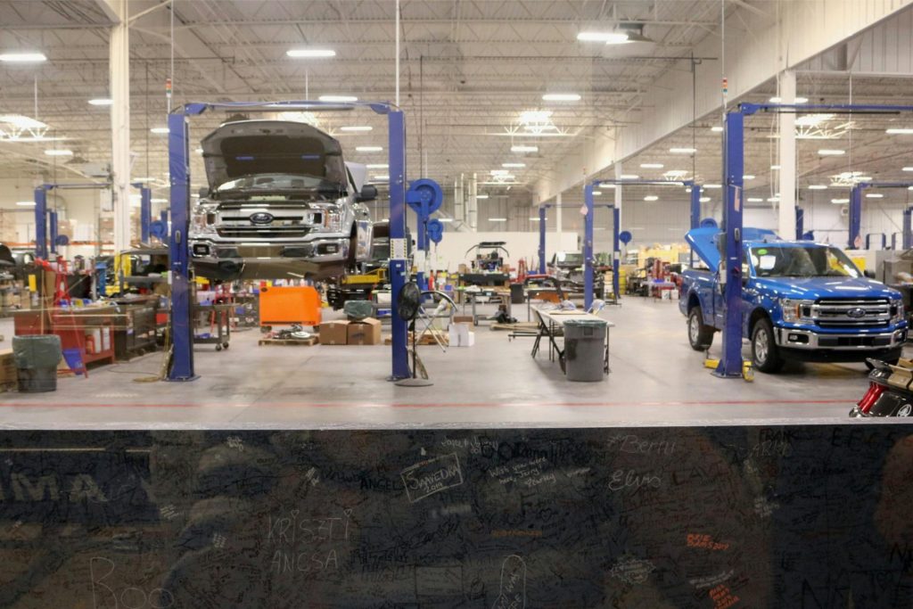 Auto repair shop interior scene